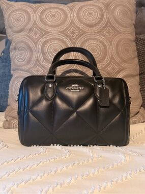 Coach Black Quilted Leather Rowan Small Satchel